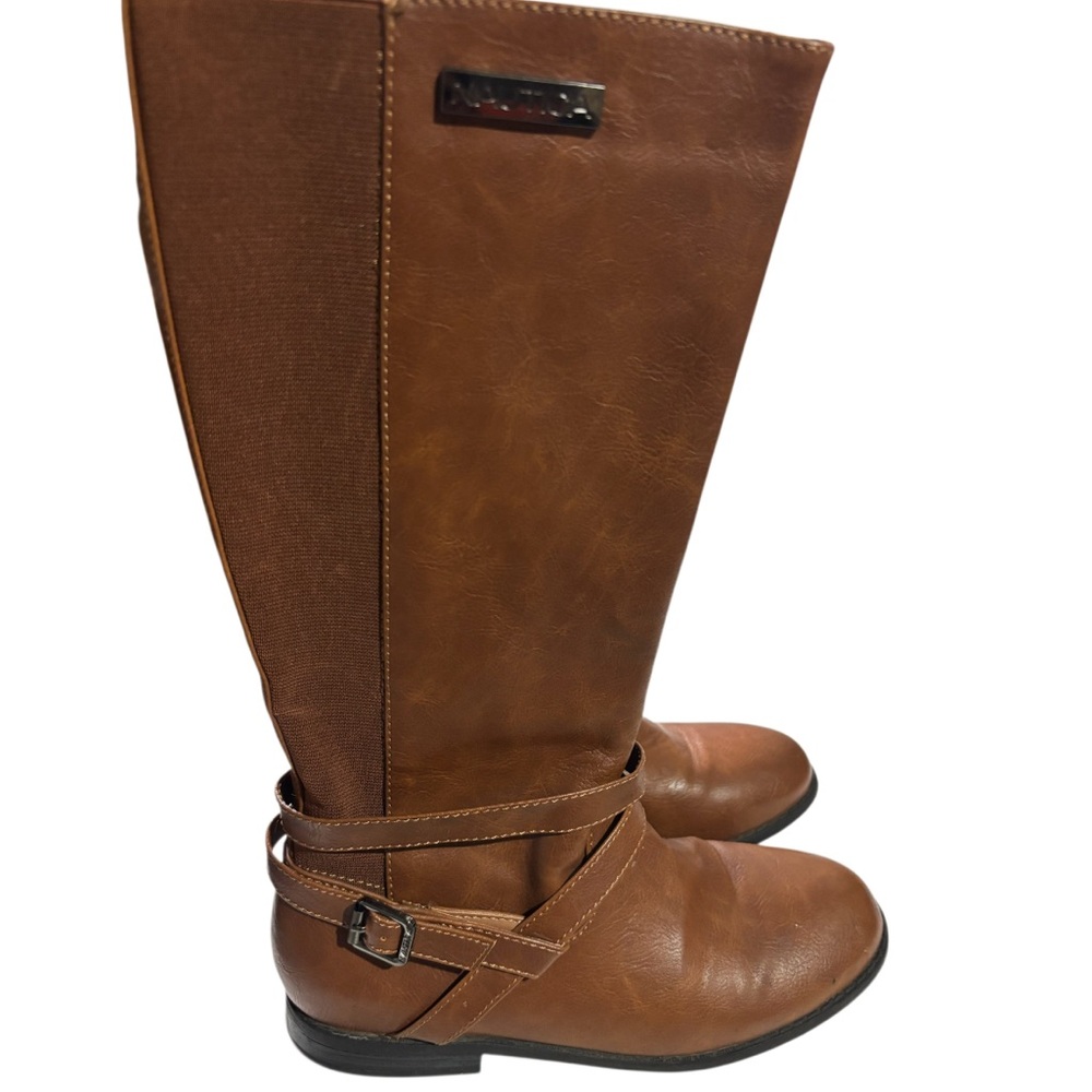Nautica Womens Block Heel Knee High Boots Solid Strap Brown, Size 5